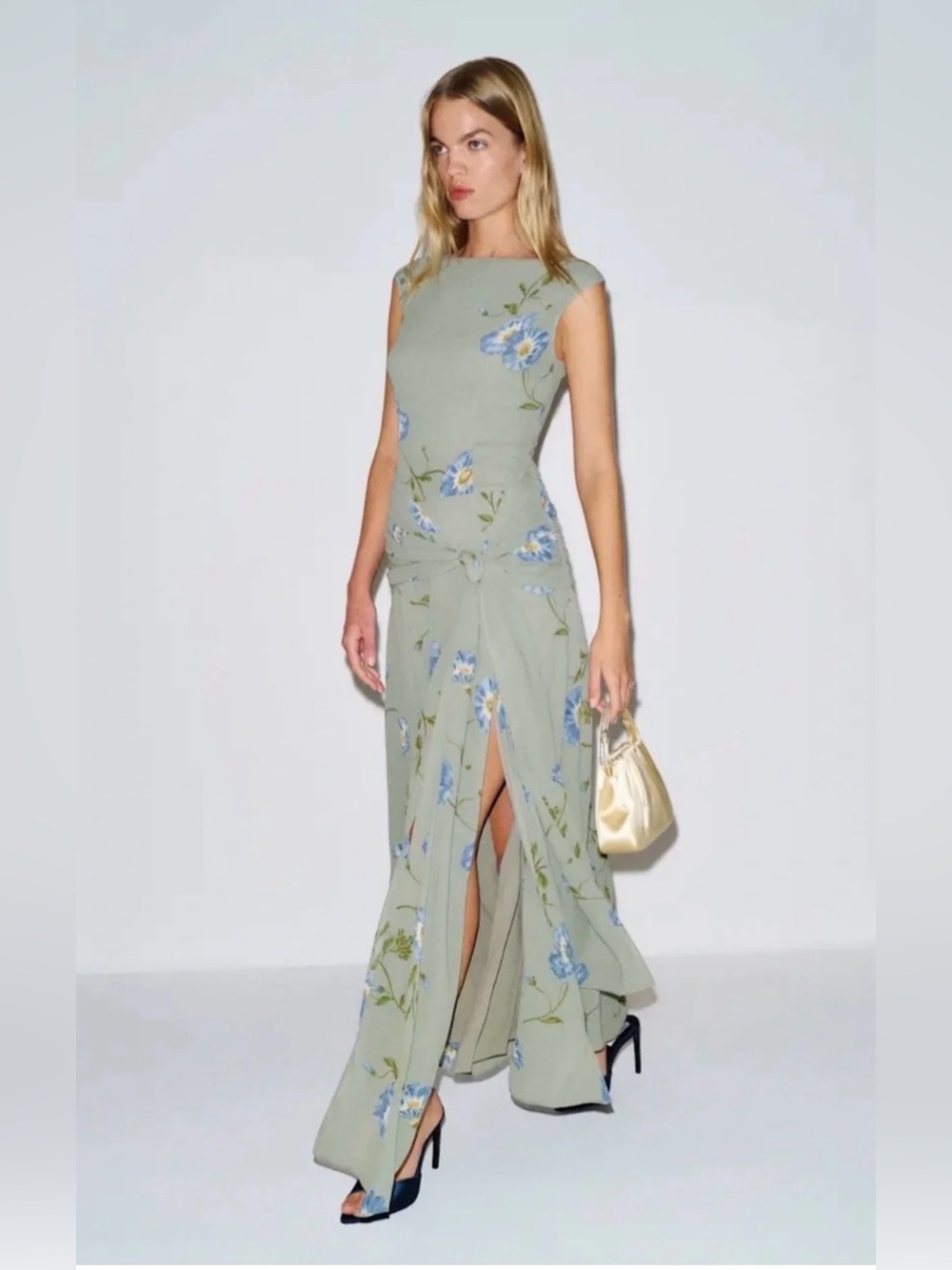 Reformation Vicenta Sage Green Dress